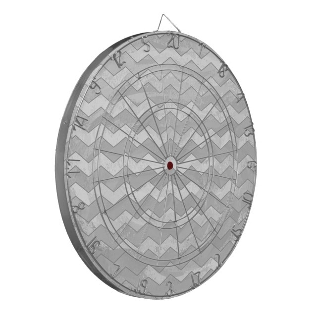 Rainy Sky Gray Chevron Pattern Dartboard (Front Left)