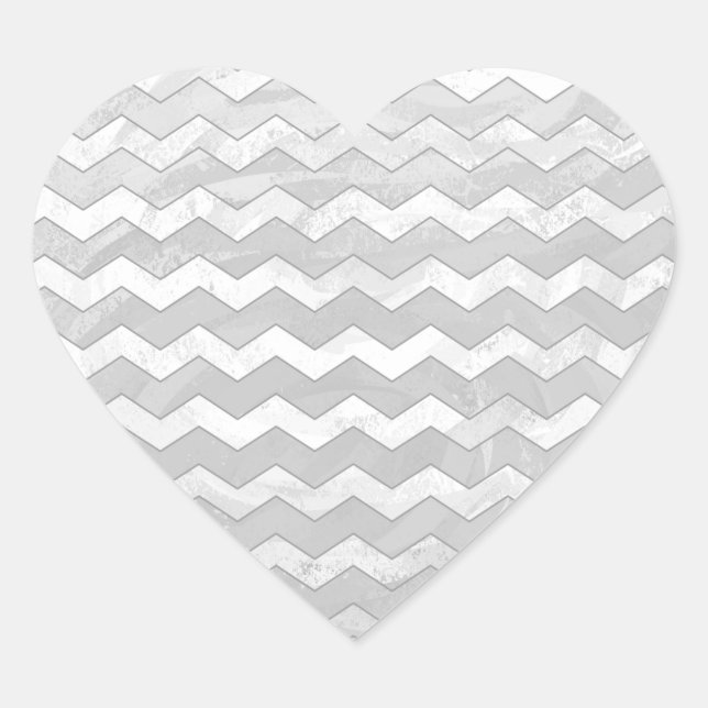 Rainy Sky Gray Chevron Pattern Heart Sticker (Front)