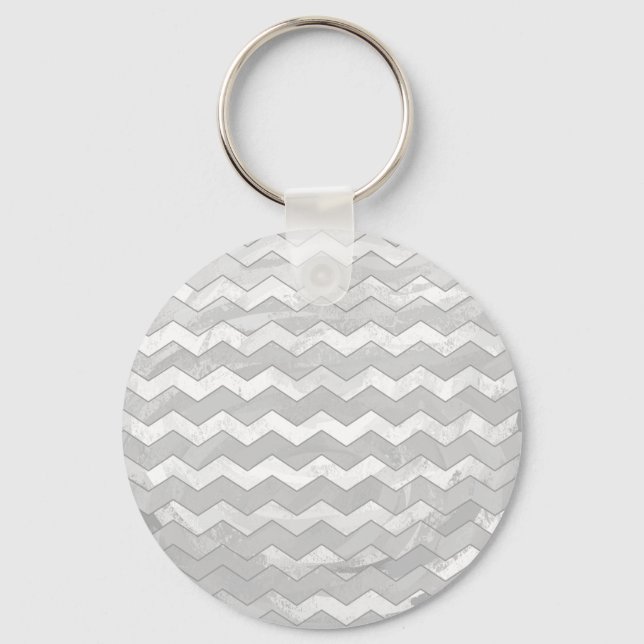Rainy Sky Gray Chevron Pattern Keychain (Front)