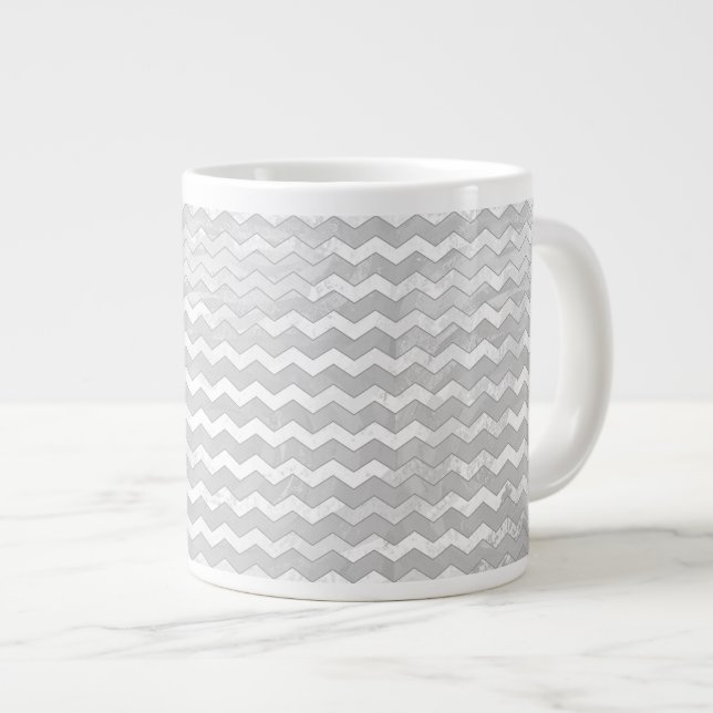 Rainy Sky Gray Chevron Pattern Large Coffee Mug (Front Right)