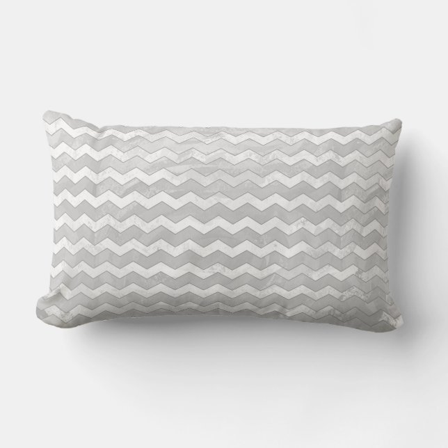 Rainy Sky Gray Chevron Pattern Lumbar Pillow (Front)