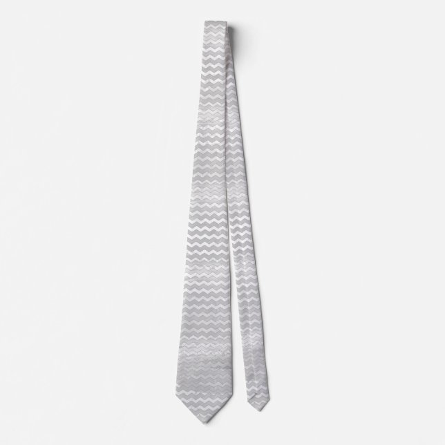 Rainy Sky Gray Chevron Pattern Tie (Front)