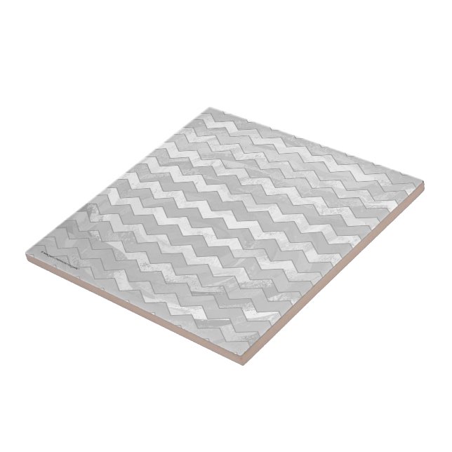 Rainy Sky Gray Chevron Pattern Tile (Side)