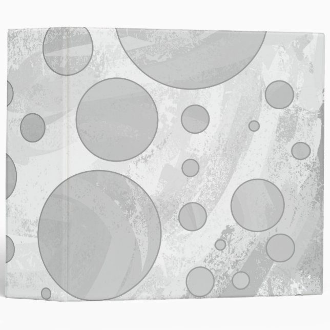 Rainy Sky Gray Polka Dots 3 Ring Binder (Front/Spine)