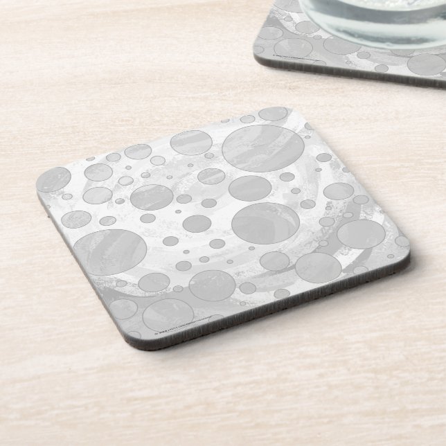Rainy Sky Gray Polka Dots Coaster (Left Side)