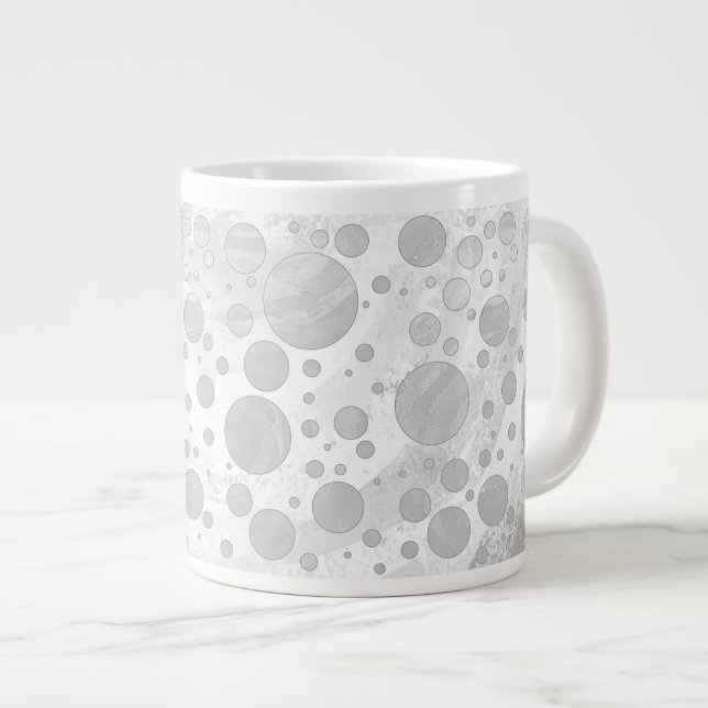 Rainy Sky Gray Polka Dots Giant Coffee Mug (Front Right)