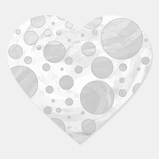 Rainy Sky Gray Polka Dots Heart Sticker (Front)