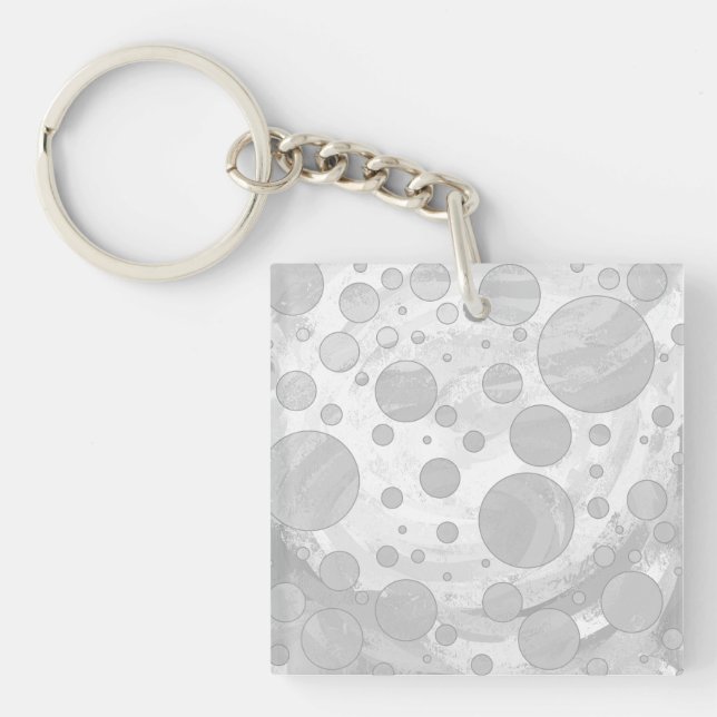 Rainy Sky Gray Polka Dots Keychain (Front)