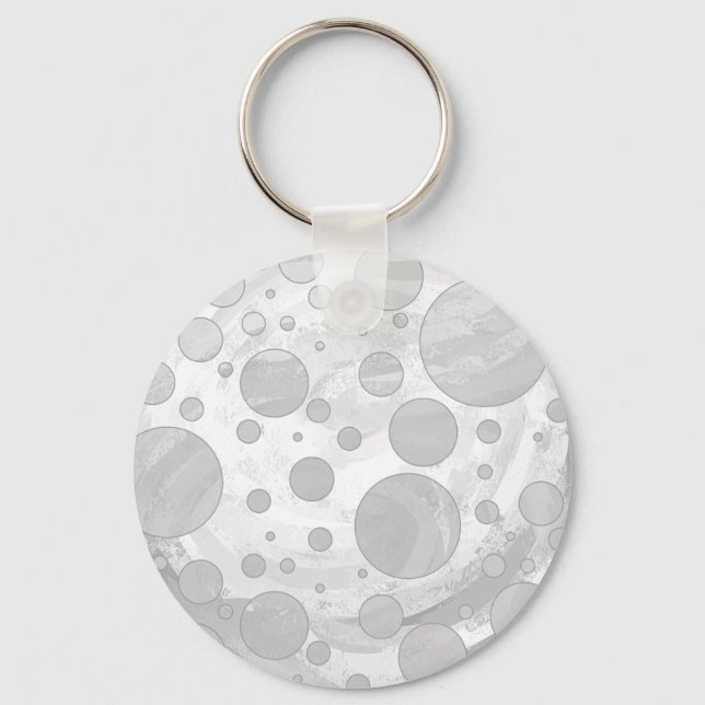 Rainy Sky Gray Polka Dots Keychain (Front)