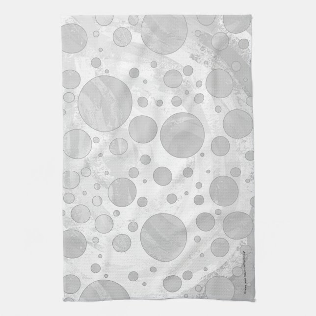 Rainy Sky Gray Polka Dots Kitchen Towel (Vertical)