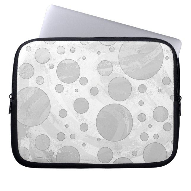 Rainy Sky Gray Polka Dots Laptop Sleeve (Front)