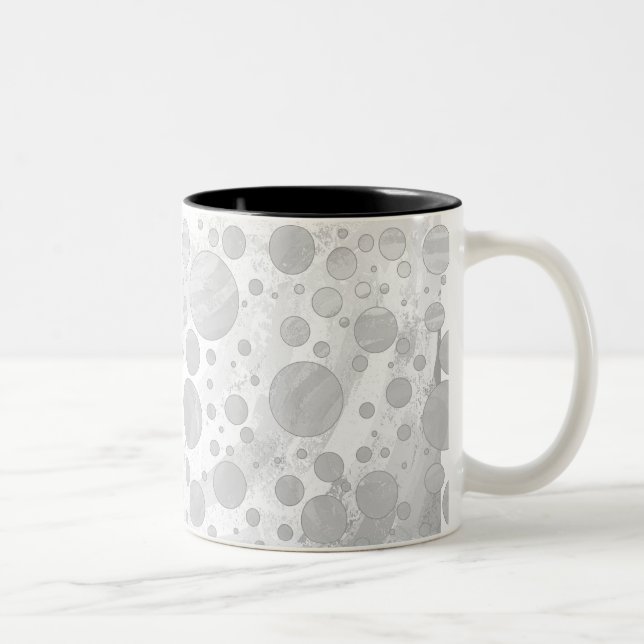 Rainy Sky Gray Polka Dots Two-Tone Coffee Mug (Right)