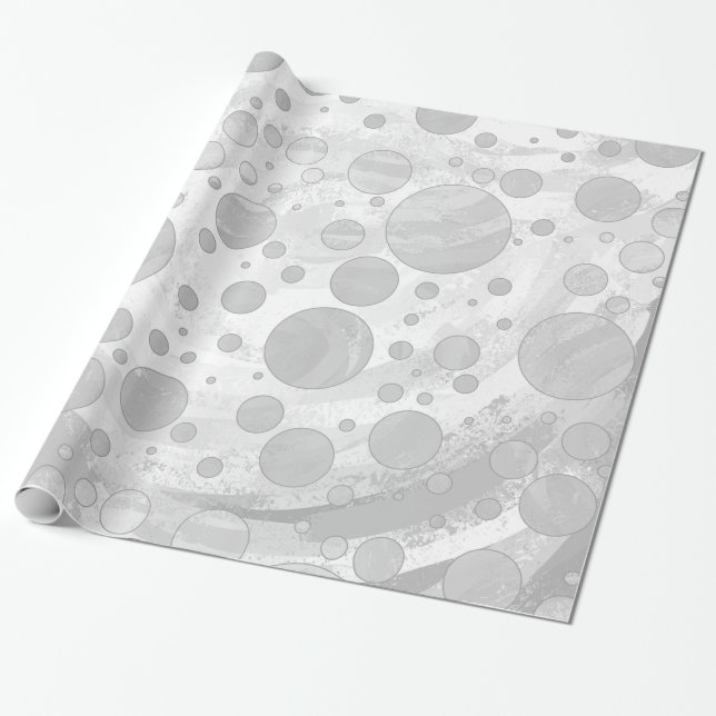 Rainy Sky Gray Polka Dots Wrapping Paper (Unrolled)