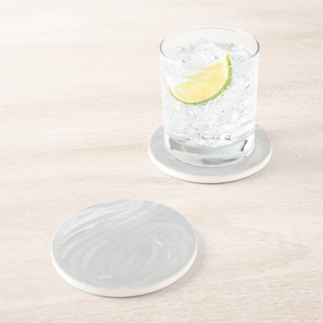 Rainy Sky Gray Swirl Drink Coaster (Side)