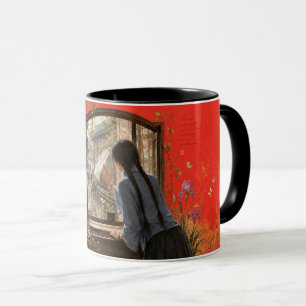 Rainy Spring Courtyard Window Art Mug