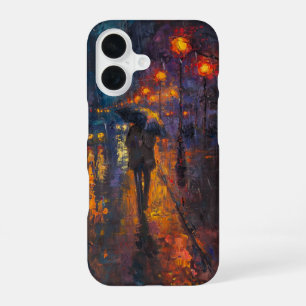 Rainy Street in Warm Light iPhone 16 Case