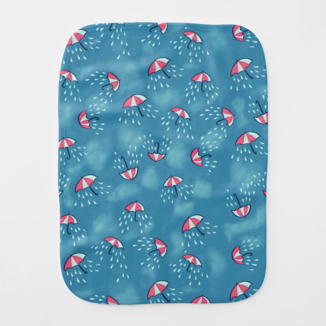 Rainy Weather Funny Umbrellas Baby Burp Cloth (Front)