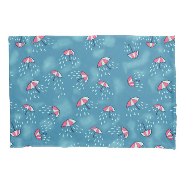 Rainy Weather Funny Umbrellas Pillow Case (Front)