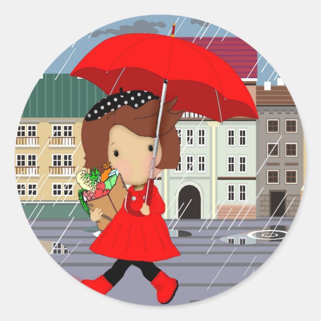 RainyDayGirl_kat Classic Round Sticker (Front)