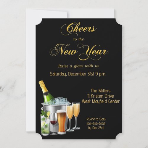 Raise A Glass New Years Eve Invitation