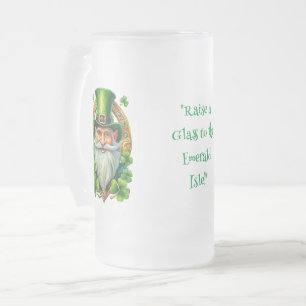 Raise a Glass to the Emerald Isle Celtic Symbol Frosted Glass Beer Mug