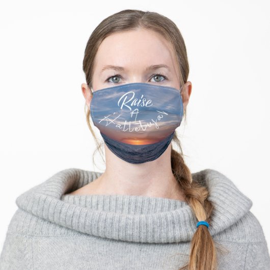 Raise a Hallelujah with Ocean Sunrise Adult Cloth Face Mask (Worn)
