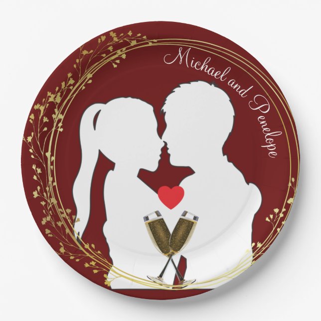 Raise a Toast to the Happy Couple Elegance   Paper Plates (Front)