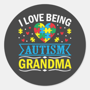 raise awareness about autism, Proud autism grandma Classic Round Sticker