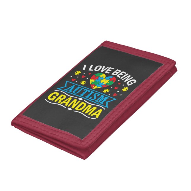 raise awareness about autism, Proud autism grandma Trifold Wallet (Bottom)