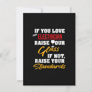 Raise Glass Funny Apprentice Electrician Wife Dad Note Card