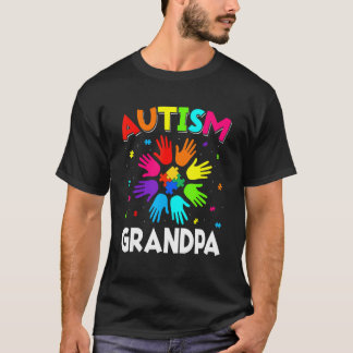 Raise Hand Autism Awareness Grandpa Family Support T-Shirt