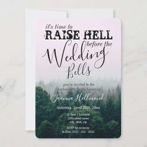 Raise Hell Before The Wedding Bells Bachelorette Invitation