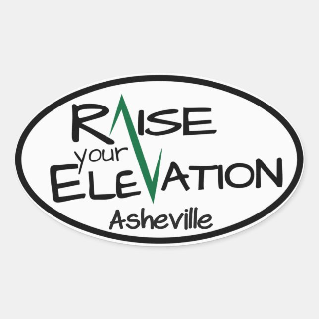 Raise Your Elevation - Asheville - Oval Sticker (Front)