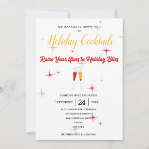 Raise Your Glass Bliss Christmas Cocktail Party Invitation