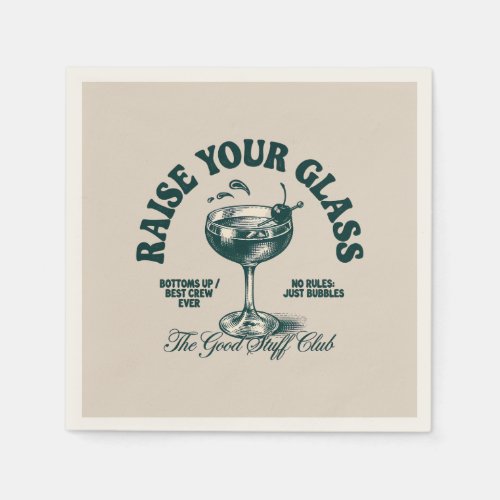 Raise Your Glass Vintage Cocktail Club Design Napkins