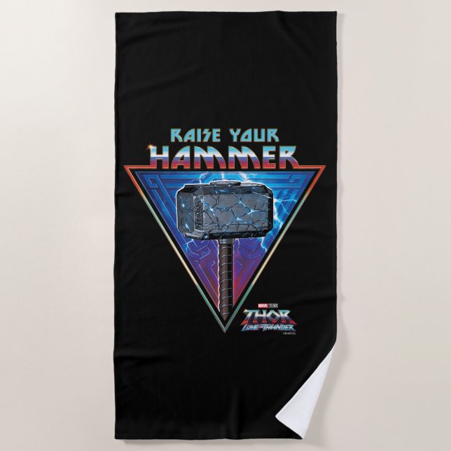 Raise Your Hammer - Mjölnir Graphic Beach Towel (Front)