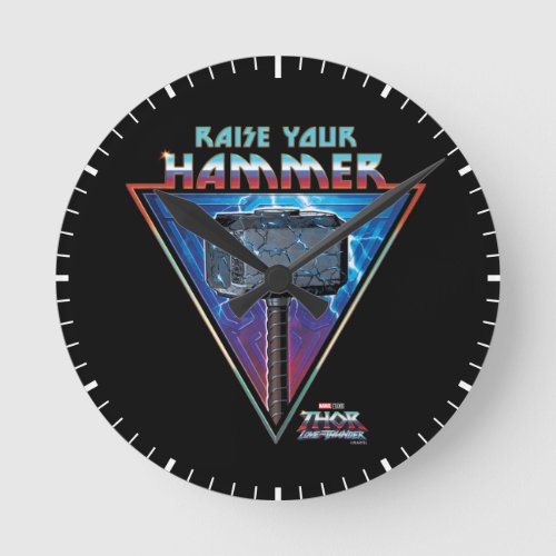 Raise Your Hammer _ Mjlnir Graphic Round Clock