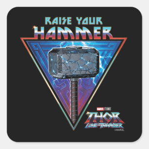 Raise Your Hammer - Mjölnir Graphic Square Sticker
