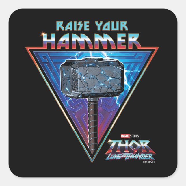 Raise Your Hammer - Mjölnir Graphic Square Sticker (Front)