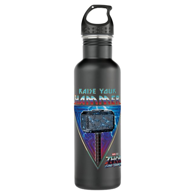 Raise Your Hammer - Mjölnir Graphic Stainless Steel Water Bottle (Front)