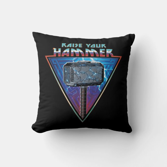 Raise Your Hammer - Mjölnir Graphic Throw Pillow (Front)
