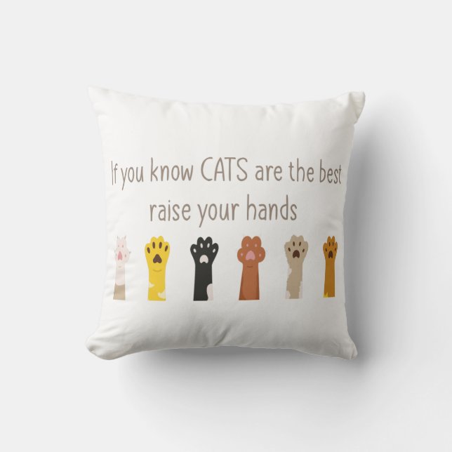 Raise Your Hands Cats Are Best Fun Quoten  Throw Pillow (Front)