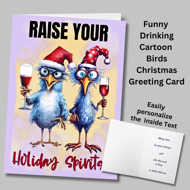 Raise Your Holiday Spirit Funny Christmas Greeting Card (Creator Uploaded)