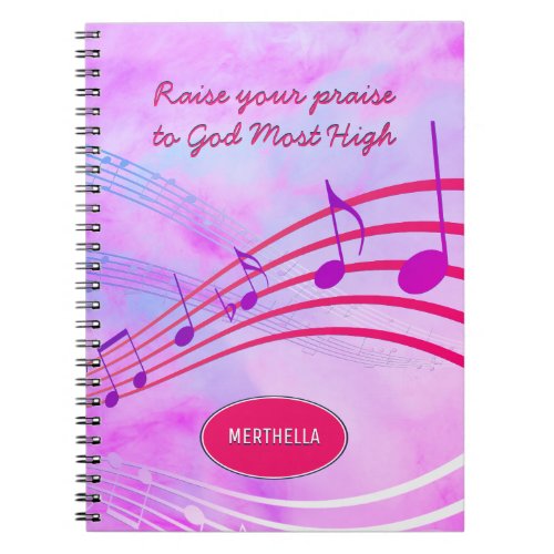 RAISE YOUR PRAISE  Music Staves  Personalized Notebook