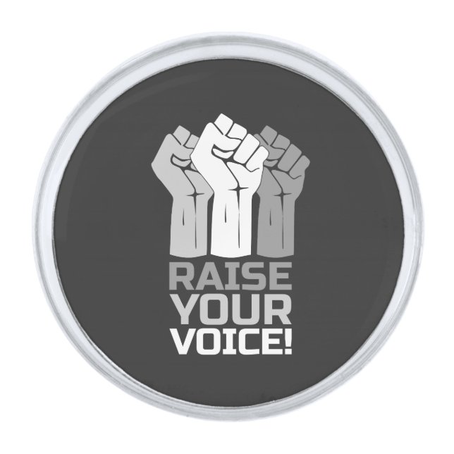 Raise Your Voice 3 Silver Finish Lapel Pin (Front)
