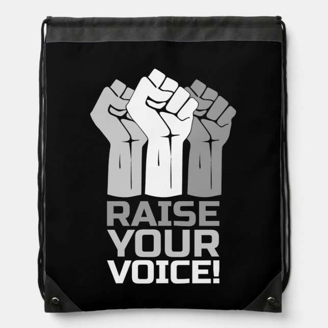 Raise Your Voice 3 W Drawstring Bag (Front)