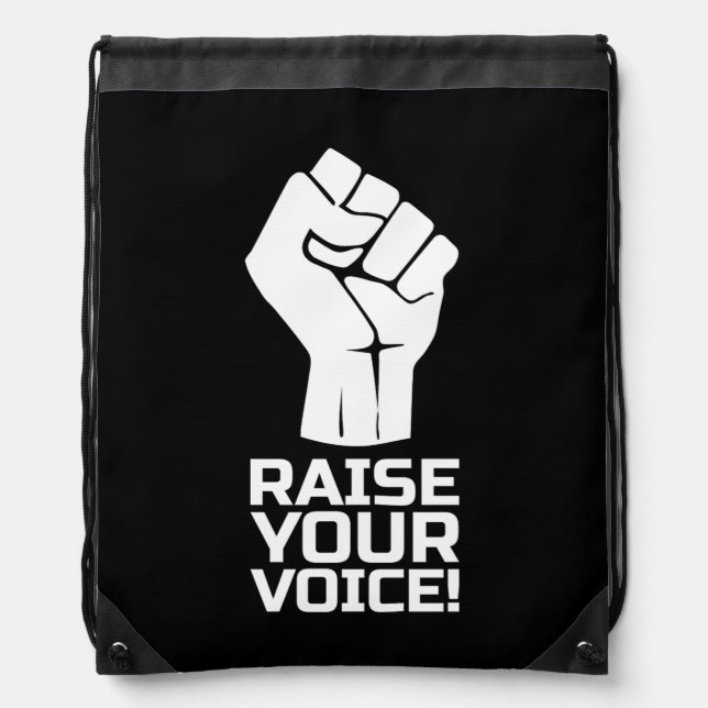 Raise Your Voice 5 w Drawstring Bag (Front)