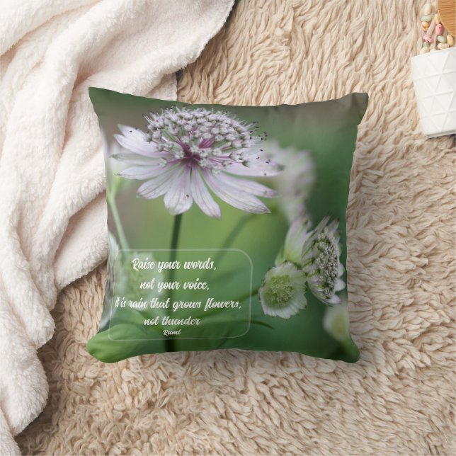 Raise Your Words Rumi Inspirational Quote  Throw Pillow (Blanket)