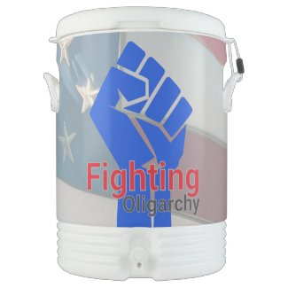 Raised Blue Fist! Fighting Oligarchy Campaign Gear Beverage Cooler