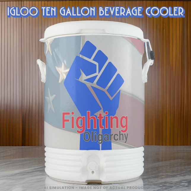 Raised Blue Fist! Fighting Oligarchy Campaign Gear Beverage Cooler (Creator Uploaded)